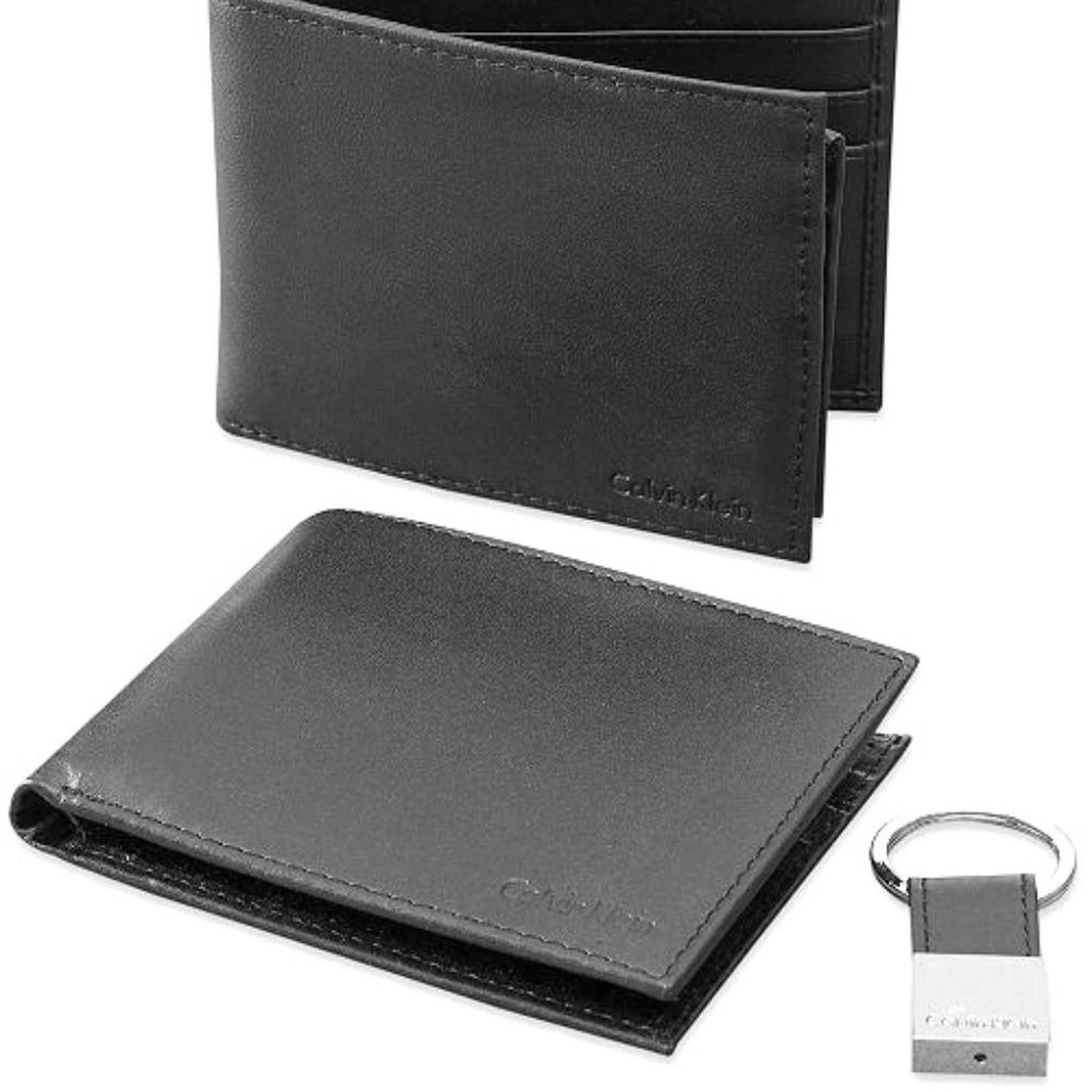 Calvin Klein Leather Men's Wallet Key FOB Set